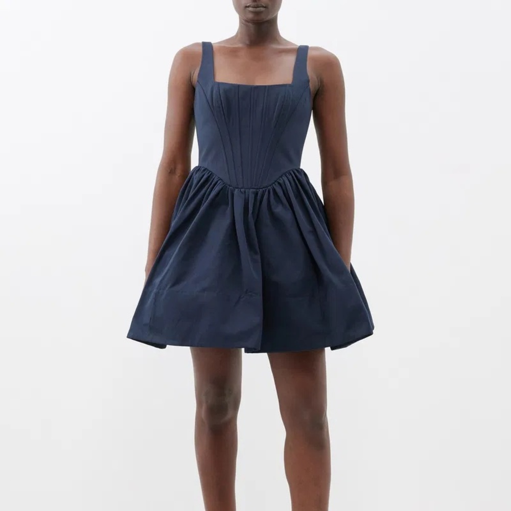 STAUD Landscape Corset Mini Dress in Navy sz 6